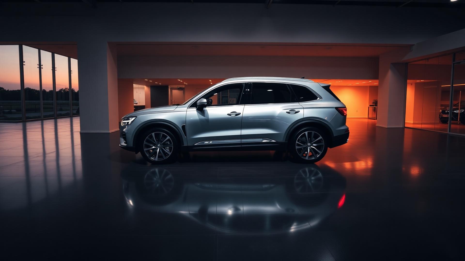 Showroom da Fernanda Automóveis com veículo em destaque